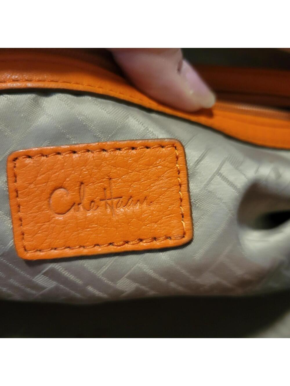 Cole Haan Village Leather Shoulder Bag Purse Orange with dust cover Pebble Soft - Picture 13 of 15